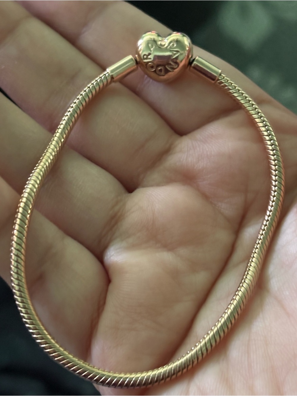 Pandora Rose Gold Heart Clasp Snake Bracelet